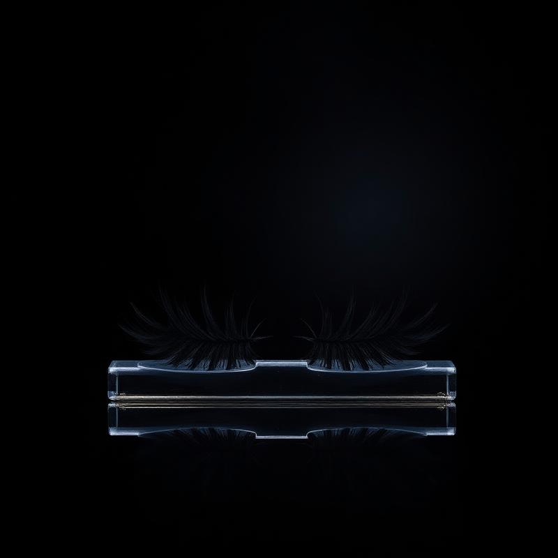 Full Glam Lash — dramatic volume false lashes on a glossy black backdrop